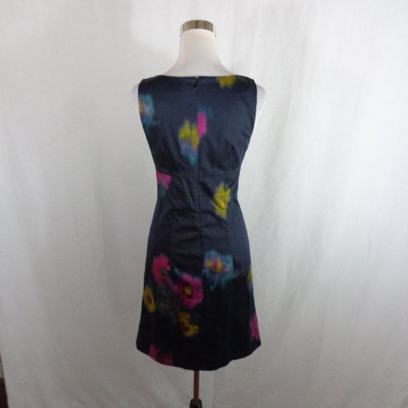 ANN TAYLOR LOFT BLACK SLEEVELESS COTTON STRETCH SHEATH DRESS SZ 4 - Picture 3 of 4